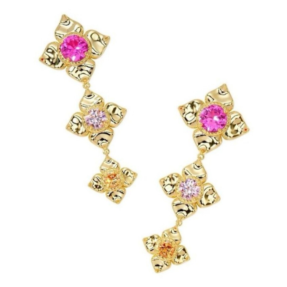 Kendra Scott Gold and Fuchsia Pink Dangle Earrings